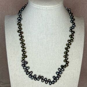 NWOT Multi Color Pearl Necklace in Rhodium Over Sterling Silver 18 Inches